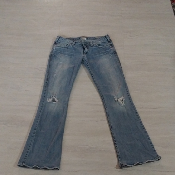 Silvers Blue Flare Wide Leg Jeans with Distressed Details - Picture 1 of 5